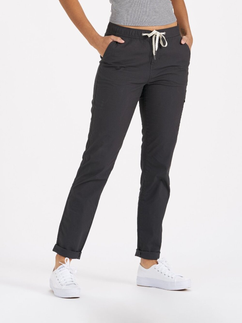 Vuori women's ripstop Climber hiking pants charcoal gray XL drawstring pockets